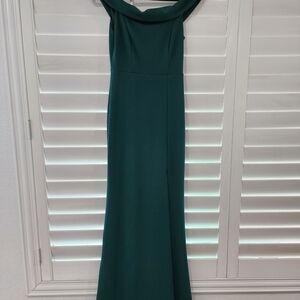 Lulu's One Shoulder Dark Green Dress